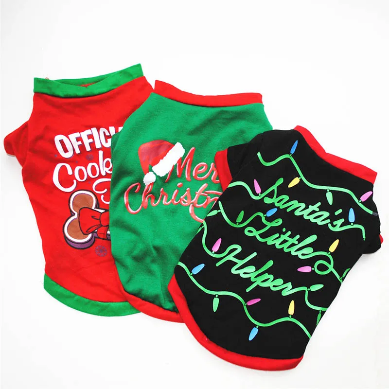 

Christmas Dog Clothes Cotton Pet Clothing For Small Medium Dogs Vest Shirt New Year Puppy Dog Costume Chihuahua Pet Vest Shirt
