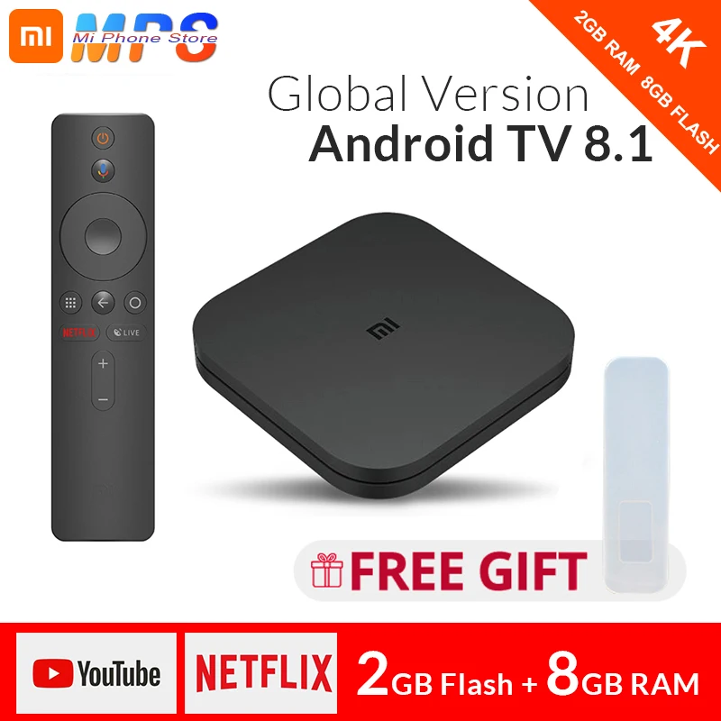  Original Global Xiaomi Mi TV Box S 4K HDR Android 8.1 Ultra HD 2G 8G WIFI Google Cast Netflix IPTV 
