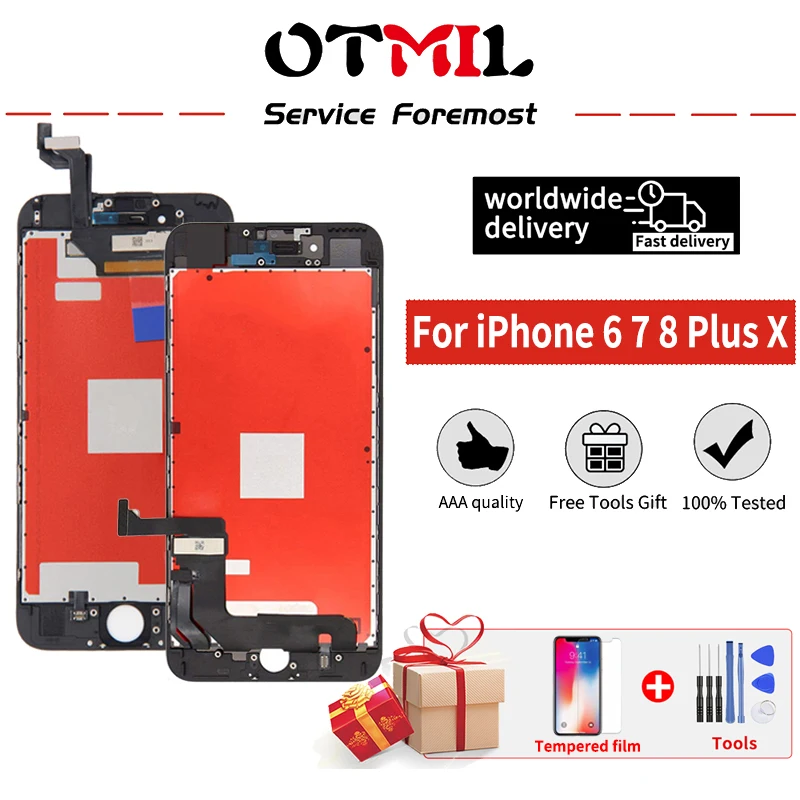 ЖК экран для iPhone 6 6S 7 8 Plus дисплей X XR с 3D цифровым преобразователем сенсорного