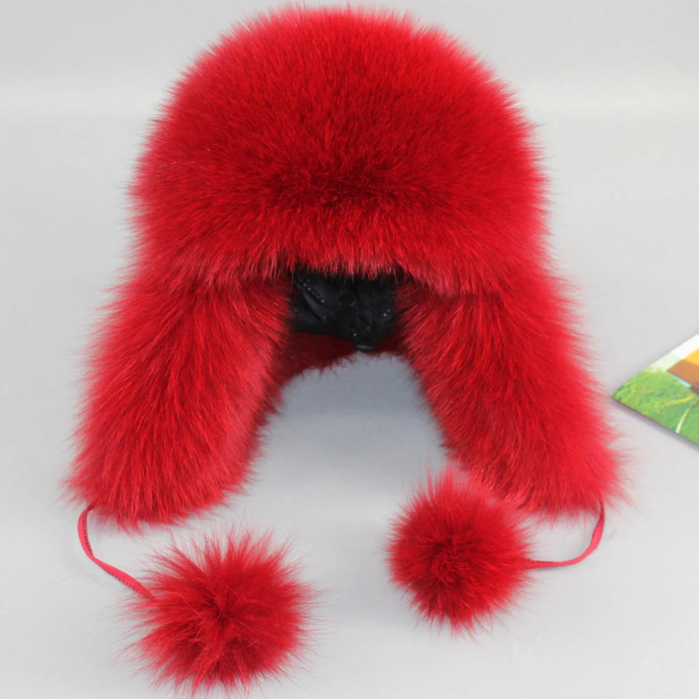 Hot Sale Women Warm Genuine Fur Hats Natural Fox Fur Caps Winter New Female Casual Beanies Retail and wholesale
