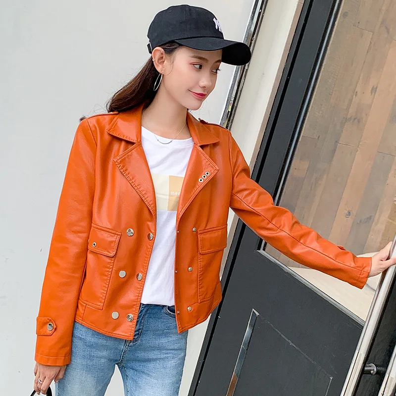 Женские короткие кожаные куртки новые корейские свободные кожаные куртки BF стиля для женщин M-3XL высокое качество