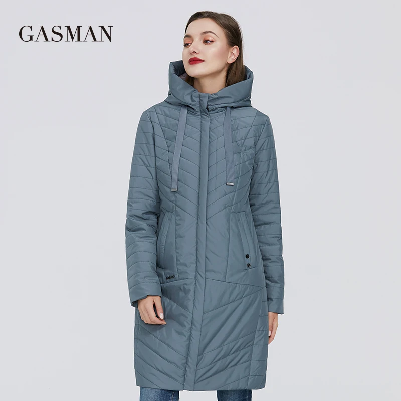 Куртка GASMAN Женская тонкая с карманами модный тонкий хлопковый длинный пуховик