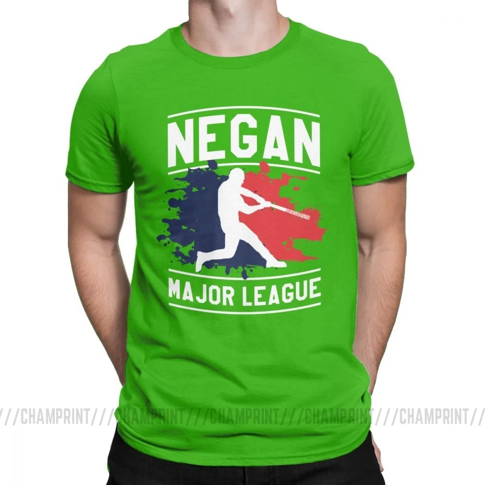 Мужская Бейсбольная Футболка Negan Major League Люсиль, одежда из чистого хлопка, винтажные футболки с круглым воротником - Цвет: Зеленый