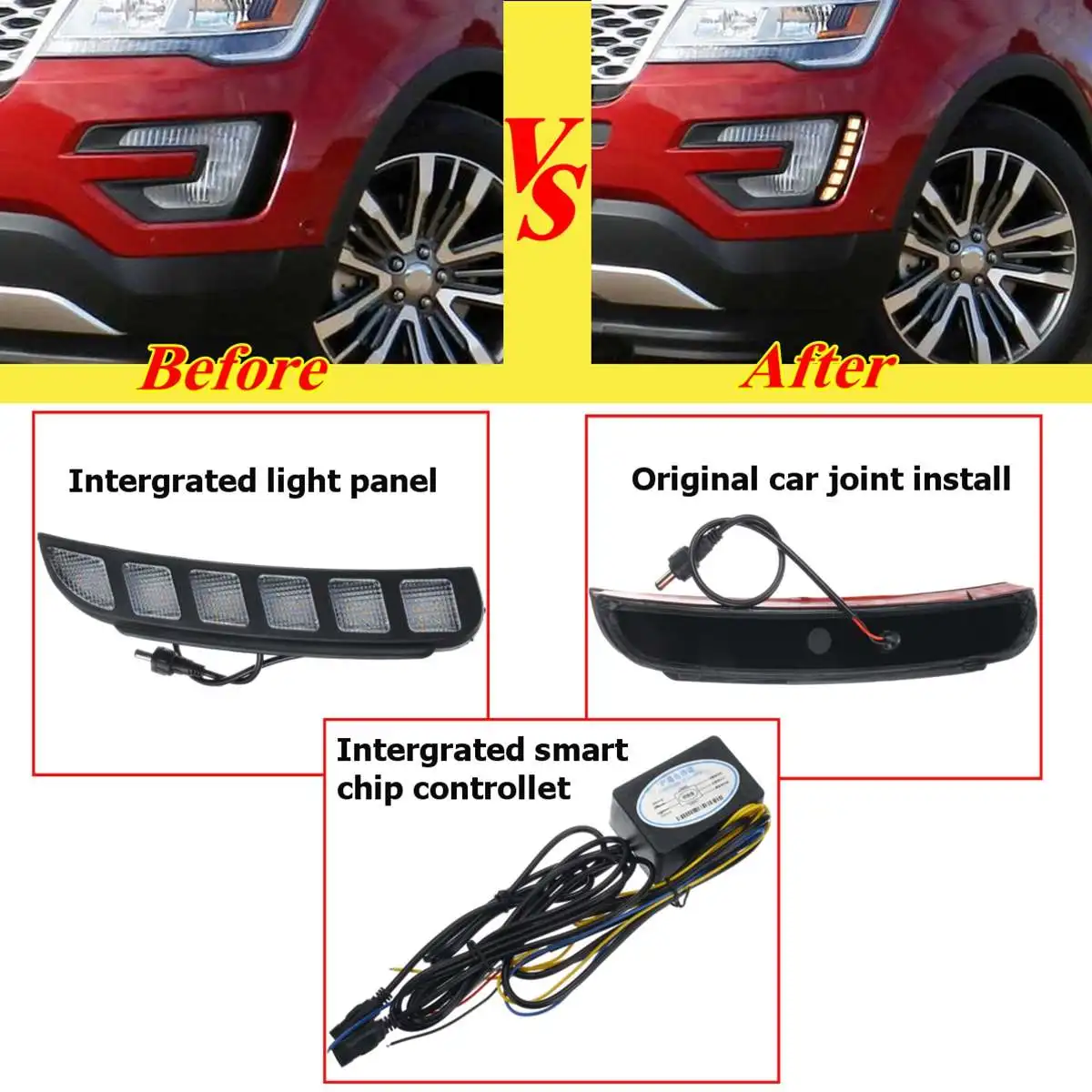  Car Led Drl For Ford Explorer 2016 2017 2018 Daytime Running light Turn Drl Front Bumper Driving Fo - 33011968913