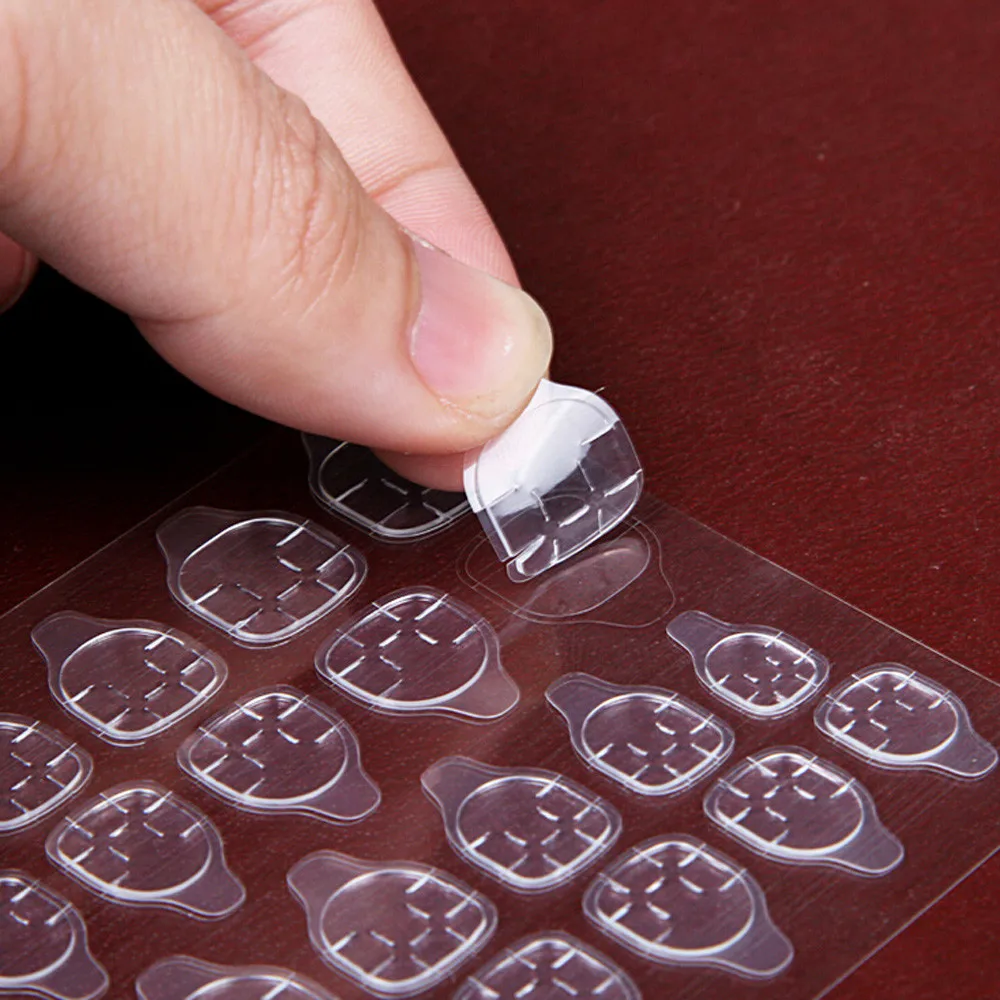 5 Sheets/24pcs DIY Nail Tip Transparent Double Sided False Nail Art Adhesive Tape Glue Sticker Jelly Fake Art Extension Tool 912