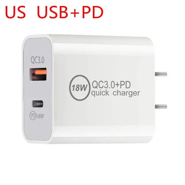 usb c fast charge 18W PD Type-C Fast Charger for Apple iPhone 12 11 Pro 8 Plus XR XS Max Samsung Huawei Xiaomi Power Phone Adapter US EU AU UK Fast charge 18w Chargers