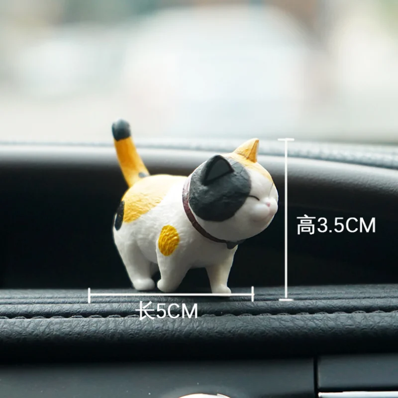 9Pcs 자동차 장식 고양이 회전 머리 인형 키티 크리 에이 티브 자동 장식품 장난감 고양이 마이크로 풍경 모델 귀여운 자동차 액세서리 선물