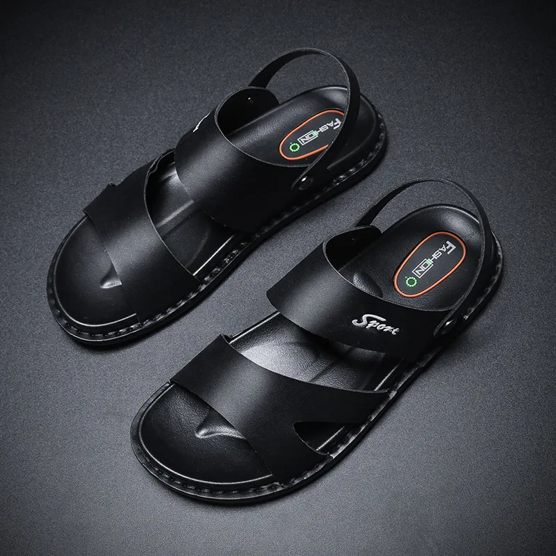 

MEN'S Sandals Summer New Style Open Toe Anti-slip Casual Sports Beach Shoes Slip-Wear Dual Purpose Solid Color Versatile Sandals