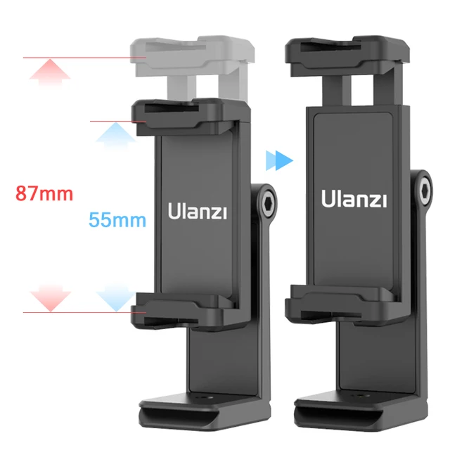 Ulanzi st-22 360° adjustable phone holder vertical horizontal phone mount clamp cold shoe 1/4” tripod adapter bracket for phone