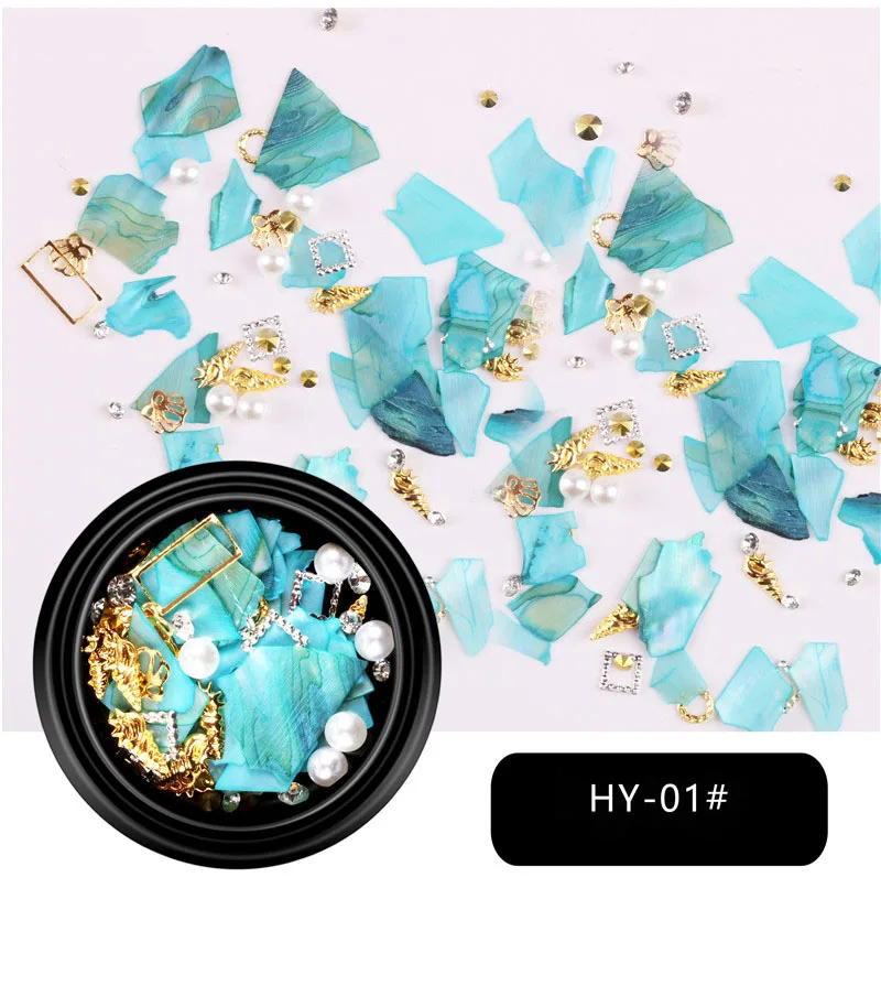 1 шт гвоздь океанский шторм ногтей дрель заклепки жемчужный корпус шт смешанный орнамент