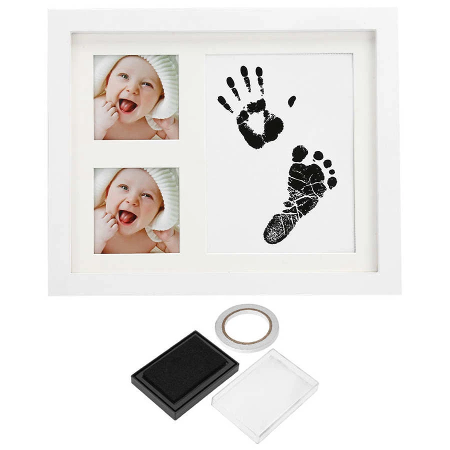 Cadre Photo Trois Grille Bebe Handprint Empreinte Cadre Photo En Bois Avec Tampon Encreur Bebe Decor Cadeau Aliexpress