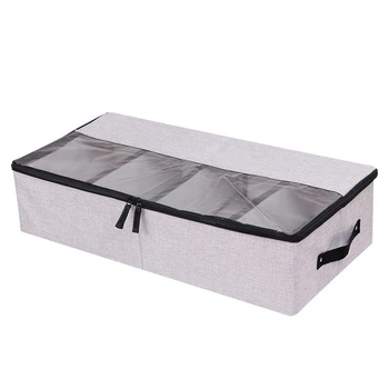 

Foldable Compartment Shoe Box Storage Bag Thick Fabric Transparent Shoe Box Dustproof Bottom Shoe Storage Box
