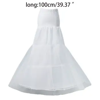 

Women 2 Layers Fishtail Petticoat Crinoline with Tulle Netting A-Line Floor Length Underskirt Half Slip for Bridal Wedding Dress