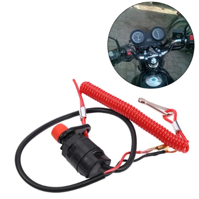 Universal Motorcycle Emergency Cutoff Flameout Trainer Switch Outboard Engine Motor Stop Switch