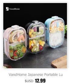 VandHome Japanese Bento Box With Compartments 304 Stainless Steel Lunch Box For Kids Microwave Food Container With Tableware Set