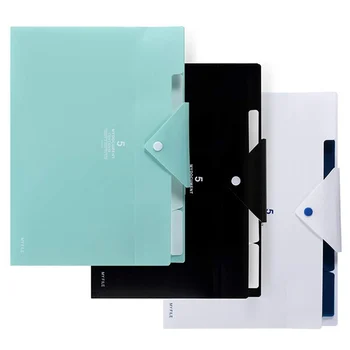 

Expanding File Folder, 5 Pocket Accordion File Organizer A4 Letter Size for School Office Business Use(3 Pack Black/White/Light