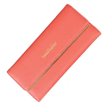 

Long Simple Women's Wallet Buckle Korean-style Wallet Fashion Elegant New Style Multi-3-Fold Clutch Lettered Leather Wallet