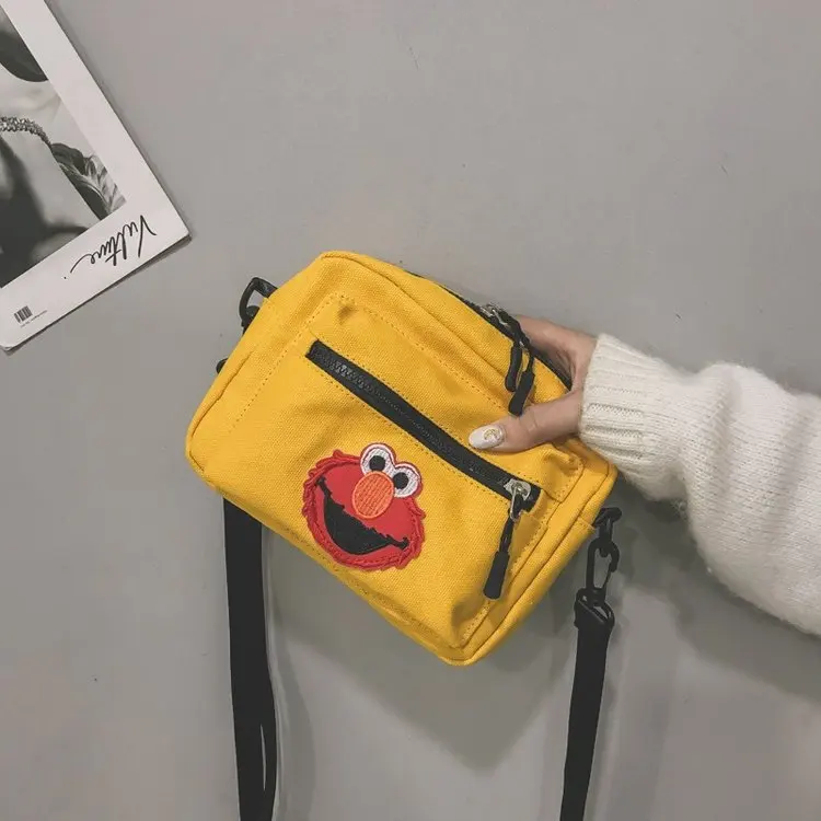 В японском стиле INS Ретро сумка Женская стиль Мода корейский стиль Улица Сезам плечо мультфильм Универсальный дискотека