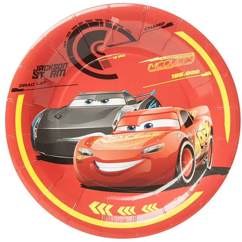 6pcs McQueen Дисней серия замороженная игрушка "Микки" Винни Принцесса София 7 дюймов тарелка подарок ребенку день рождения фестиваль вечерние принадлежности для пикника - Цвет: 6pcs McQueen
