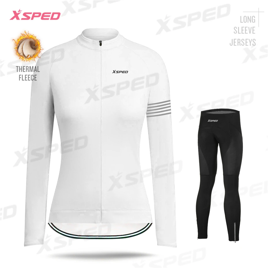 Normal CyclingSet Женская зимняя велосипедная одежда Raphaing Lady, комплект из Джерси с длинным рукавом, стильная простота, женская куртка для шоссейного велосипеда, комплект из теплого флиса - Цвет: Normal CyclingSet