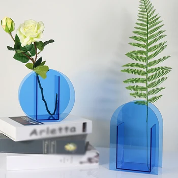 

1pc Bouquet Glass Vase, Round Square Block Gathering Vase, Floral Container, Planter for Wedding Party Event
