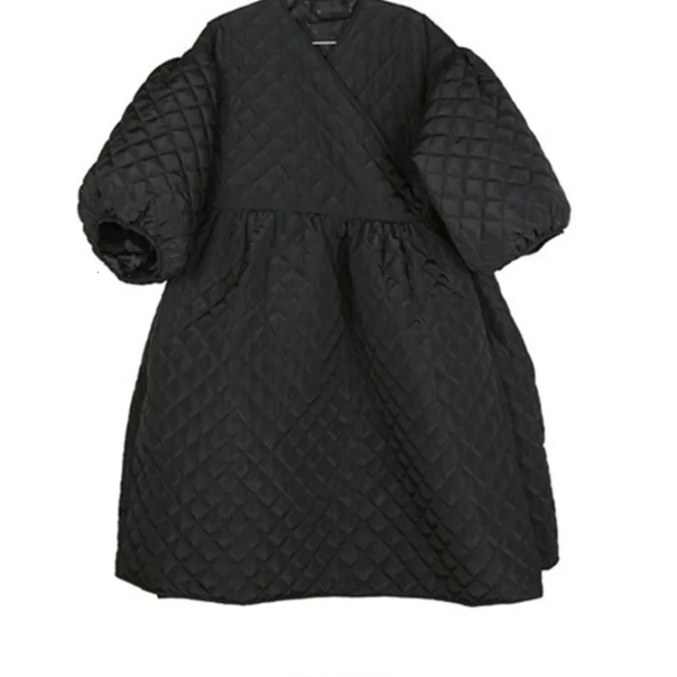 MEVGOHOT женская черная винтажная парка с рукавами-фонариками, осенняя хлопковая парка, повседневное Свободное пальто оверсайз HD1262 - Цвет: black