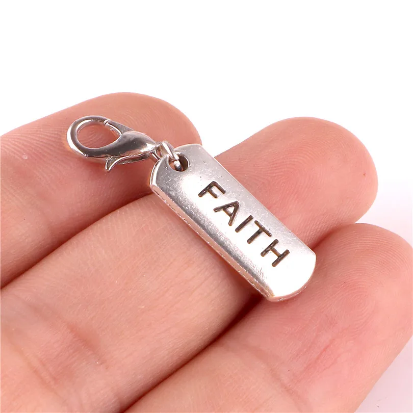 FAITH Смешанные 24 шт геометрические буквы слова металла Шарм Омаров застежка Подвески зеленый с золотистыми вставками бисер браслеты ожерелье DIY ювелирных изделий - Metal color: FAITH