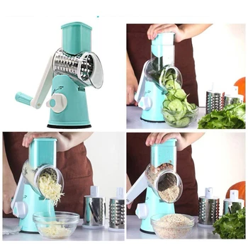 

Multi-function Stainless Manual Vegetable Cutter Kitchen Vegetable Fruit Slicer Round Mandoline Potato Cheese Shredders Tool