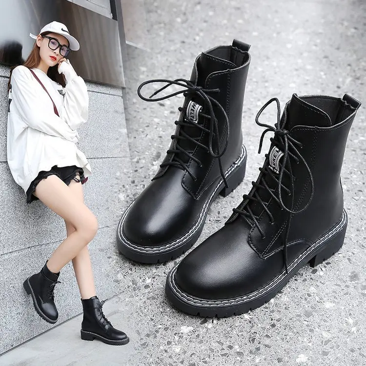 

Martin Boots Women's British-Style Students Korean-style Versatile Short Boots 2019 Autumn & Winter New Style Locomotive Thick B