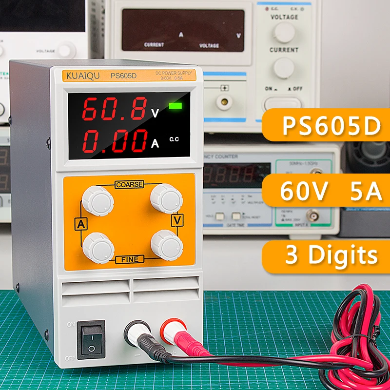 

Newest Adjustable Digital Programmable DC Power Supply Laboratory Power Supply 60V 5A With 2 Set of probes For LAB Research