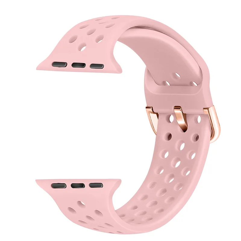 Простой силиконовый браслет женские часы ремешок для apple Watch Полые дышащие Спортивные Повседневные Мужские часы ремешок для iwatch 4