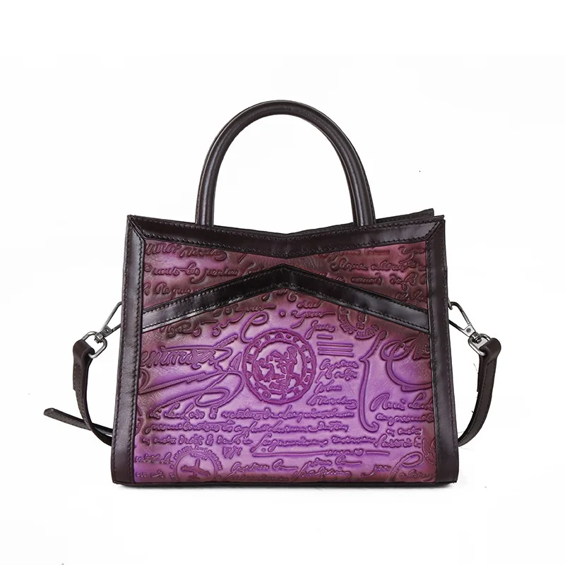 Charactors Reliëf Vrouwelijke Tote Schouder Boodschappentas Multi-Capaciteit Handtas Luxe Retro Vrouwen Echt Lederen Top Handvat Tassen Charactors Reliëf Vrouwelijke Tote Schouder Boodschappentas Multi-Capaciteit Handtas Luxe Retro Vrouwen Echt Lederen Top Handvat Tassen