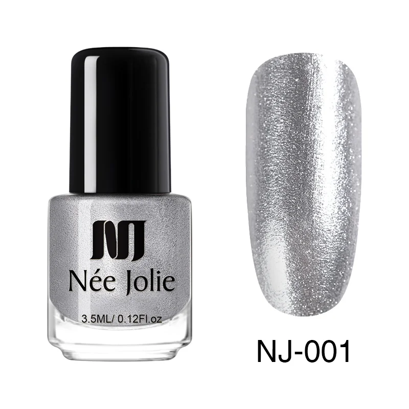 Glitter NJ-001 NEE JOLIE 3,5 мл Серебряный зеркальный лак для ногтей цвета розового золота прозрачный цвет 7,5 мл стойкий лак для ногтей Быстросохнущий лак для ногтей - Цвет: Glitter NJ-001