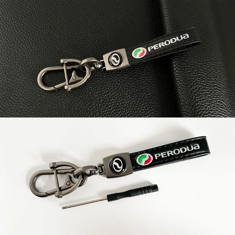 1 Pz Metallo + Pelle Portachiavi Auto Portachiavi Auto Per Perodua Axia Bezza Myvi Alza Aruz Kancil Ativa Accessori Auto