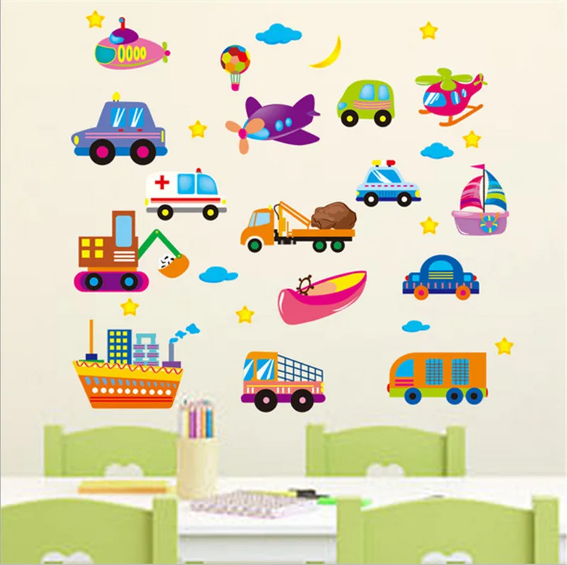 Мультфильм автомобиль Декор стены наклейки для мальчиков спальня детская комната автомобиль плакат настенные наклейки