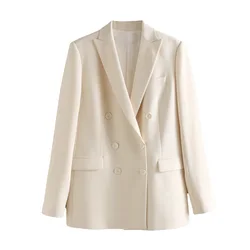 Chaqueta de lentejuelas con doble botonadura para mujer, abrigo Vintage de manga larga con bolsillos, prendas de vestir exteriores para mujer, Tops Chic 2022