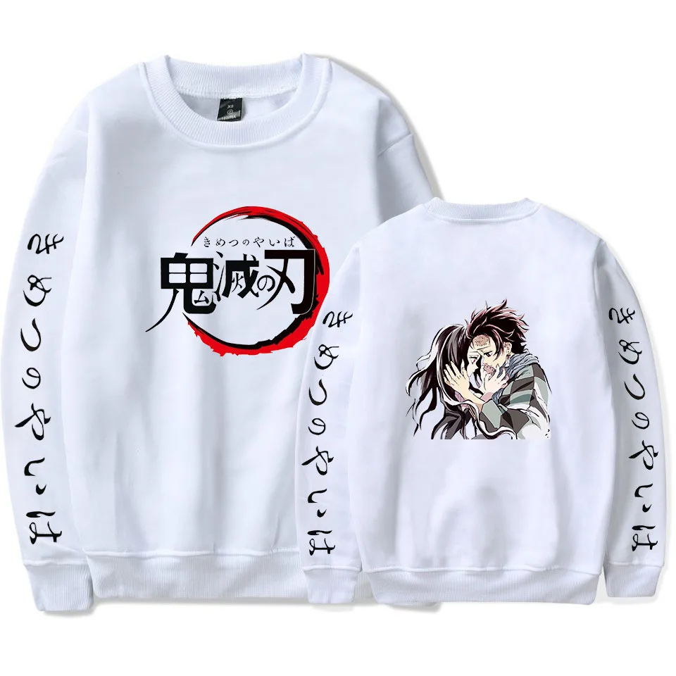 White Demon Slayer: Kimetsu no Yaiba, толстовка, аниме, свитера и пуловеры, унисекс, с круглым вырезом, толстовки, Повседневный свитер, блузка, рубашки - Цвет: White