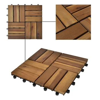 

10/20pcs DIY Wood Patio Interlocking Floor Decking Tile Indoor Outdoor Garden Floor Decoration Furniture Accessories 11.8"x11.8"