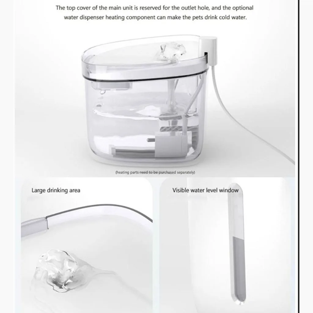 Cat Dog Drinking Water Fountain Automatic Pet Bowl Dispenser Drink Dish Filter 1.9L White Feeder Bowl Pet Drinking Dispenser