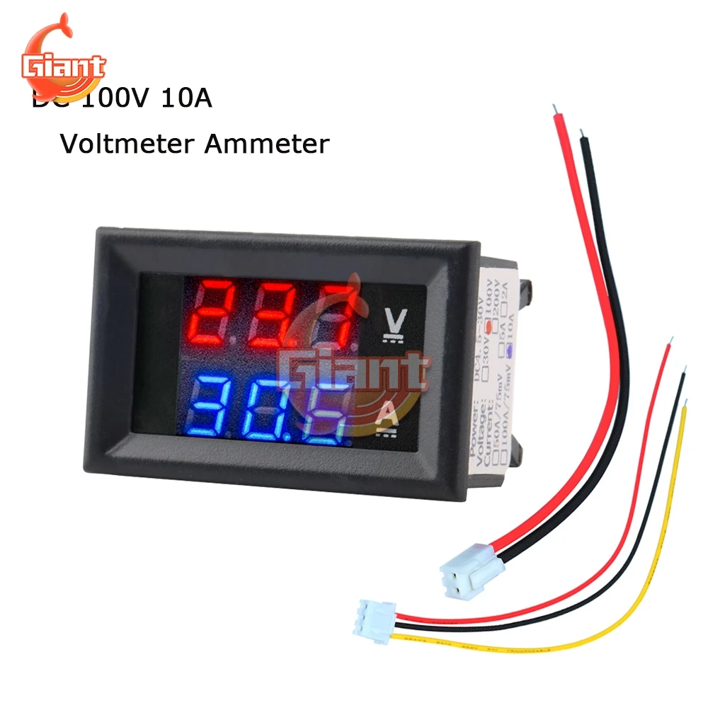 Dc 0-100V 10A Mini Voltmetro Amperometro Blu Led Rosso Doppio Display Digitale Amp Volt Tester Di Tensione Di Corrente Tester Del Calibro Del Tester D