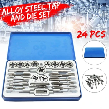 

24Pcs Milled Alloy Steel Metric Tap And Die Wrench Tool Set Drill Bits Countersink Drill Bit