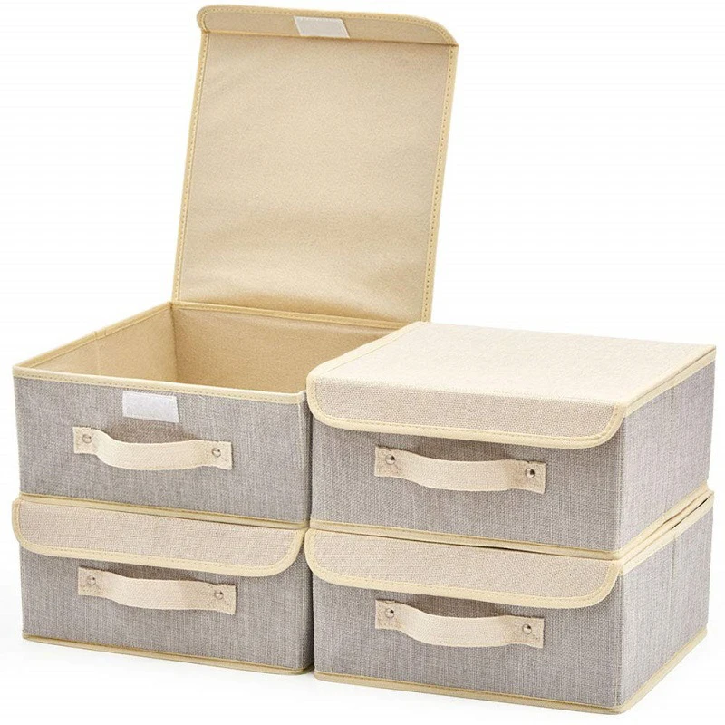 

Folding Storage Box with Lid Underwear Multifunctional Home Organizer Clothing Sundries Boxs Handmade Fabric Desktop Storage Box