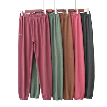 

2020 Autumn Winter New Plus Velvet Thick Warm Pants Women Fever Loose Letter Printing Casual Ladies Pajamas Womens Bottoms