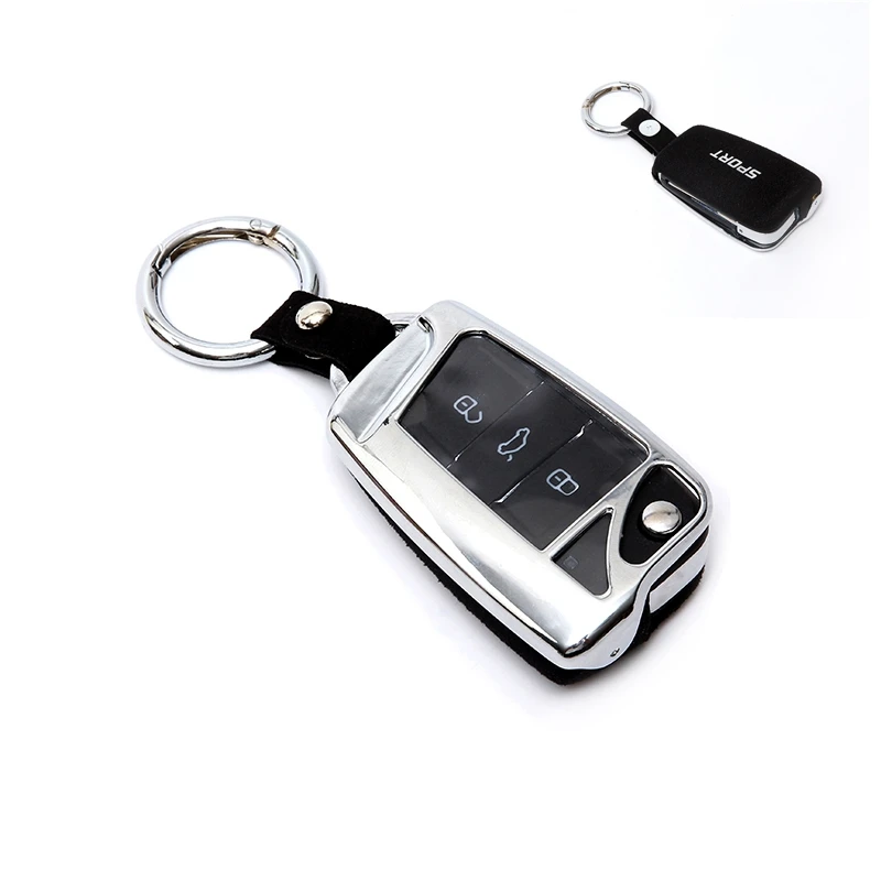 Автомобильный Футляр для ключей из натуральной замши для Skoda Octavia A5 Kodiaq Yeti Rapid для Volkswagen T-ROC Golf 7 MK7 аксессуары - Название цвета: Черный