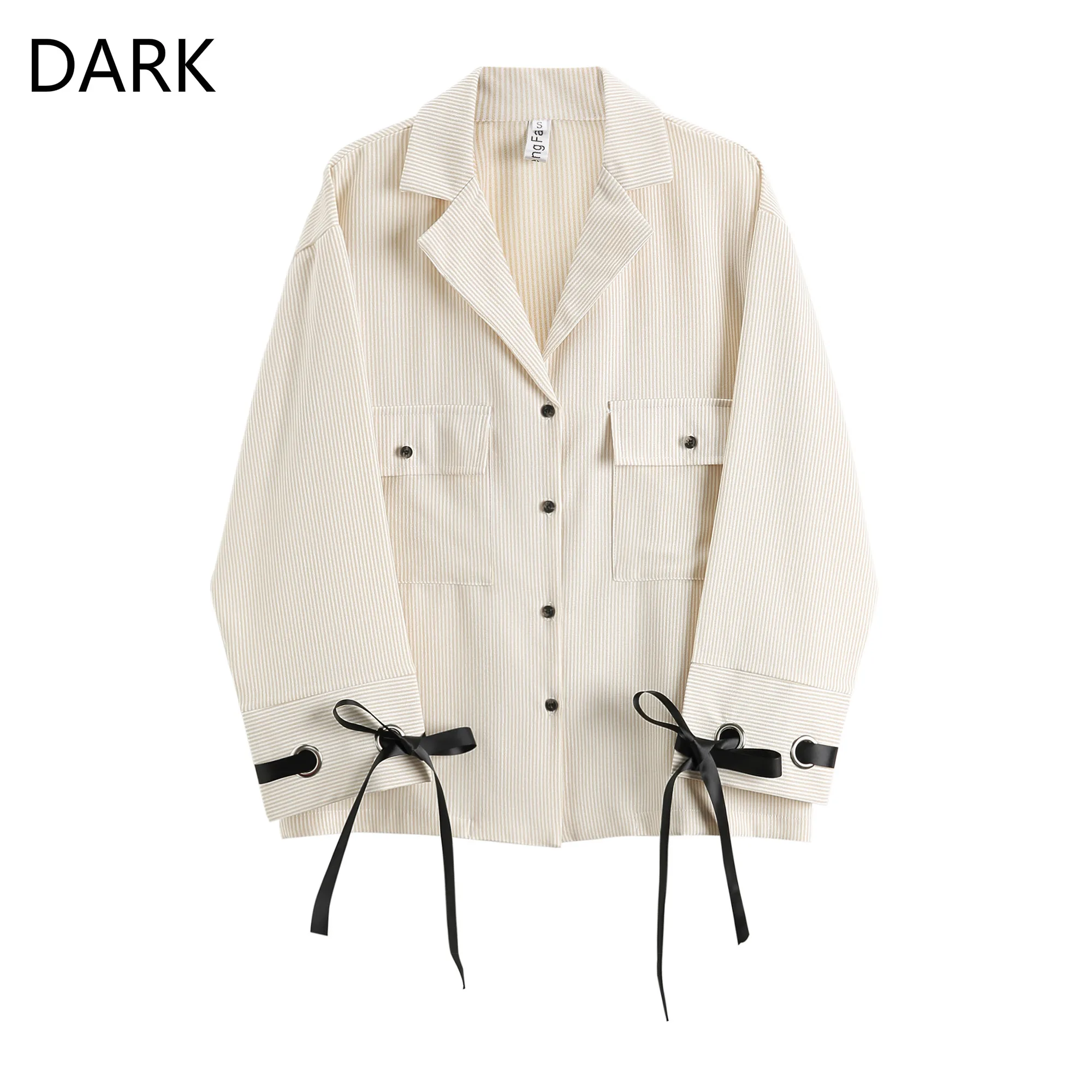 

2020 Autumn Retro Lace Contrast Color Suit Collar Shirt Long Sleeve Loose Pocket Solid Color Shirt Women's Shirt Tide