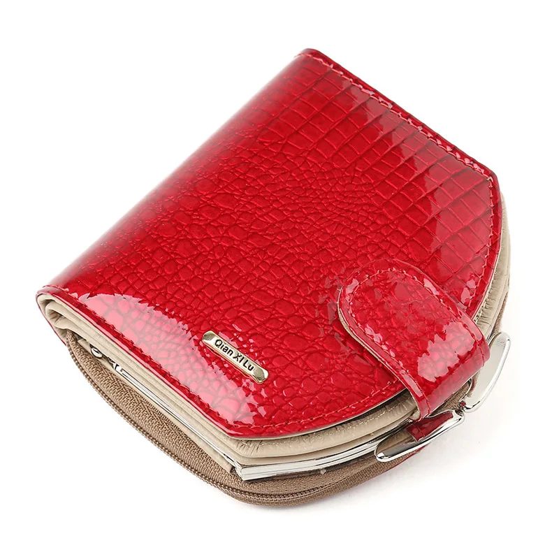 Red Бренд Croco Дизайнерские Мини кошельки женские кошельки в стиле Хобо модные из лакированной кожи Кошельки для монет красные и черные женские сумки для денег - Цвет: Red