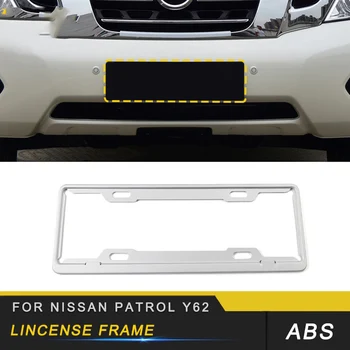 

For Nissan Patrol Y62 Auto Car Styling Front Rear License Plate Tag Frame Cover Trim Chrome Exterior Accessories