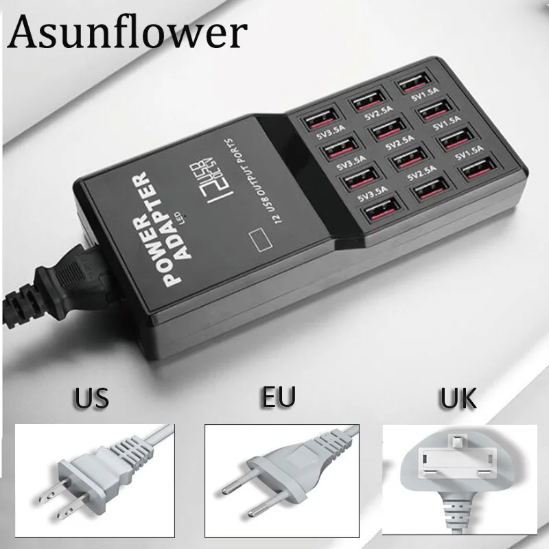 Asunflower 12 портов usb-хаб 3,0 многопортовый USB зарядное устройство концентратор зарядная станция Док-станция для Ipad Pro samsung S9 S10+ несколько устройств