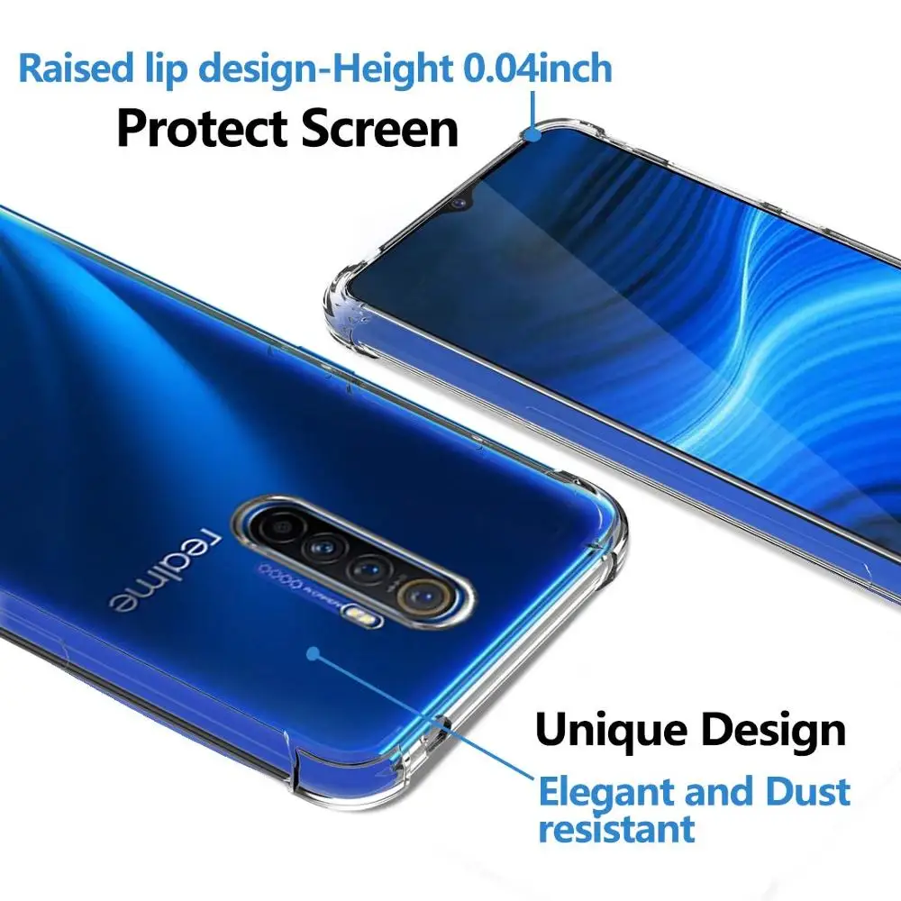 Transparent Soft Case For Realme X2 Pro Reinforced Corners