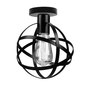 

Round Hollow Ceiling Lamp Without Bulb Modern Black Cage Pendant Lights Iron Minimalist Retro Nordic Metal Hanging E27 Light Hot